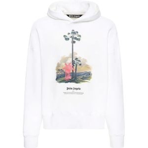 Palm Angels, Heren, Sweatshirts & Hoodies, Wit, Maat: M Katoen,
