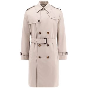 Burberry Klassieke geruite katoenmix trenchcoat , Gray , Heren , Maat: M