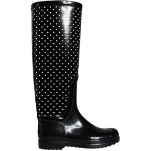 Dolce & Gabbana - Polka Dot Glossy Rain Boots - Zwart - Knielaarzen