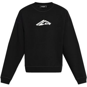 Dsquared2, Heren, Sweatshirts & Hoodies, Zwart, Maat: M Katoen,