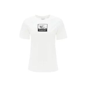 Burberry Margot T-Shirt met EKD Borduursel , White , Dames , Maat: XS