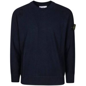 Stone Island, Heren, Truien, Blauw, Maat: M Katoen,