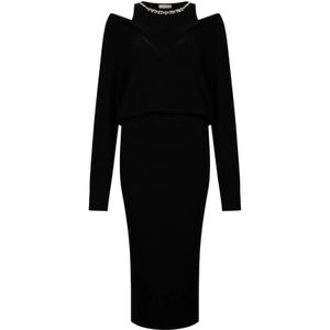 Liu Jo, Dames, Jurken, Zwart, Maat: XS Wol,