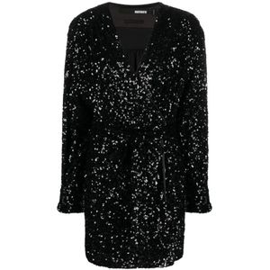 Rotate Birger Christensen, Dames, Jurken, Zwart, Maat: XS Leer,