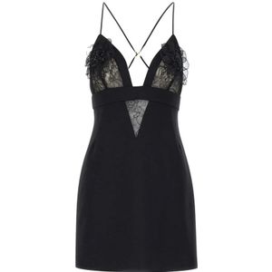 Elisabetta Franchi, Dames, Jurken, Zwart, Maat: L Leer,