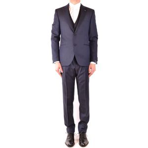 Lardini, Heren, Pakken, Blauw, Maat: L Wol,