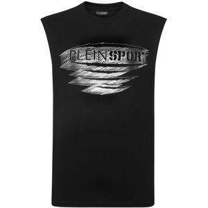 Plein Sport, Heren, Tops, Zwart, Maat: S Katoen,