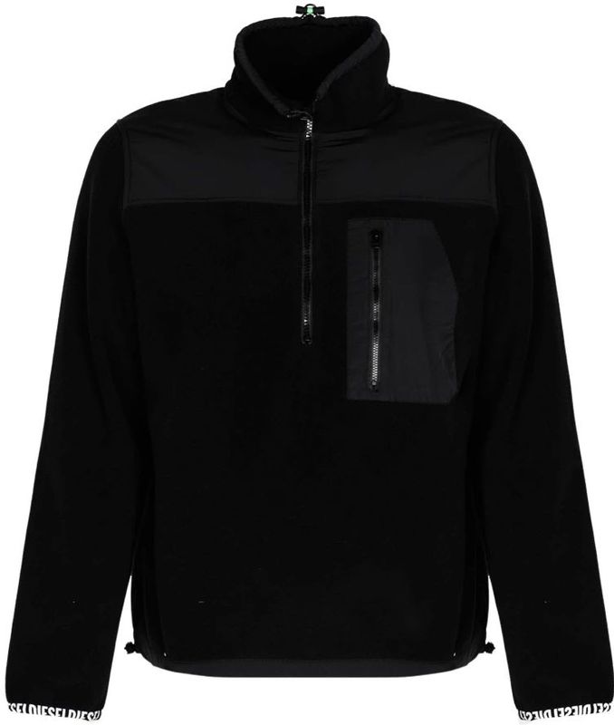 Diesel - Fleece Turtleneck Jacket - Coltrui - Zwart - 100% Polyester