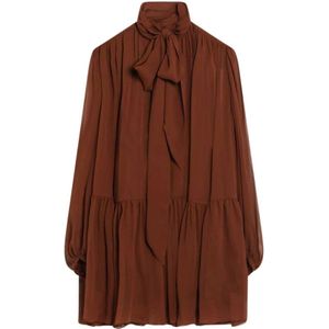 Saint Laurent, Dames, Jurken, Bruin, Maat: XS