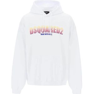 Dsquared2, Heren, Sweatshirts & Hoodies, Wit, Maat: L Katoen,