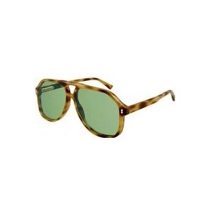 Gucci Havana/Groene zonnebril , Brown , Heren , Maat: 60 MM