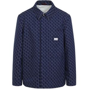 Gucci, Heren, Overhemden, Blauw, Maat: M Katoen,