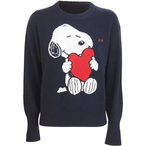 Sun68, Dames, Truien, Blauw, Maat: M Wol,