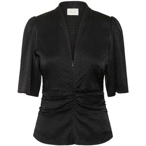 Gestuz, Dames, Blouses & Shirts, Zwart, Maat: 2XS Satijn,