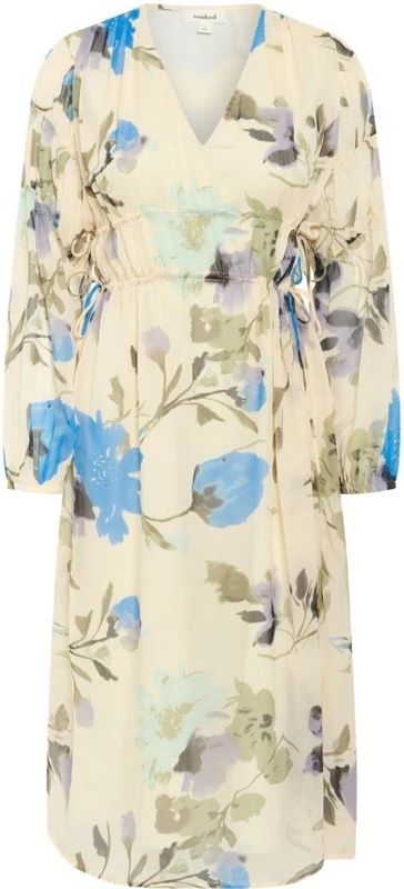 Soaked in Luxury - Bloemen Midi Jurk - Veelkleurig - Dames - Lange Mouwen
