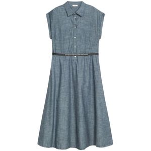 Oltre, Dames, Jurken, Blauw, Maat: S Linnen,
