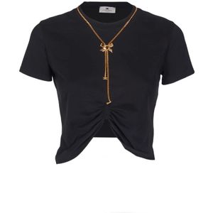 Elisabetta Franchi, Dames, Tops, Zwart, Maat: S Jersey,
