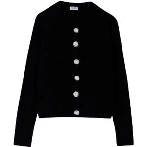 Liu Jo, Dames, Truien, Zwart, Maat: XS Leer,