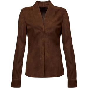 Vsp, Dames, Blouses & Shirts, Bruin, Maat: S Leer,