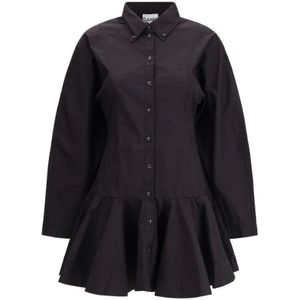 Ganni, Dames, Jurken, Zwart, Maat: XS Katoen,