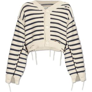 MM6 Maison Margiela - Cardigan met Vintage Effect - Grijs - Katoen