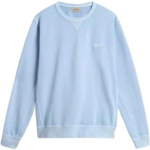 Woolrich, Heren, Sweatshirts & Hoodies, Blauw, Maat: S Katoen,