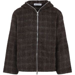Our Legacy - Dorf Check Brown - Zip Hood Sweatshirt - Veelkleurig - Wol