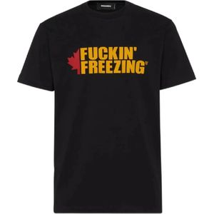 Dsquared2, Heren, Tops, Zwart, Maat: L