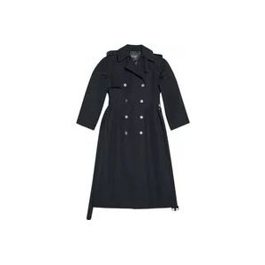 Balenciaga Satin Gabardine Trench Coat , Black , Dames , Maat: 2XS