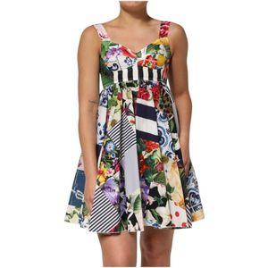 Dolce & Gabbana, Dames, Jurken, Veelkleurig, Maat: 3XS Katoen,