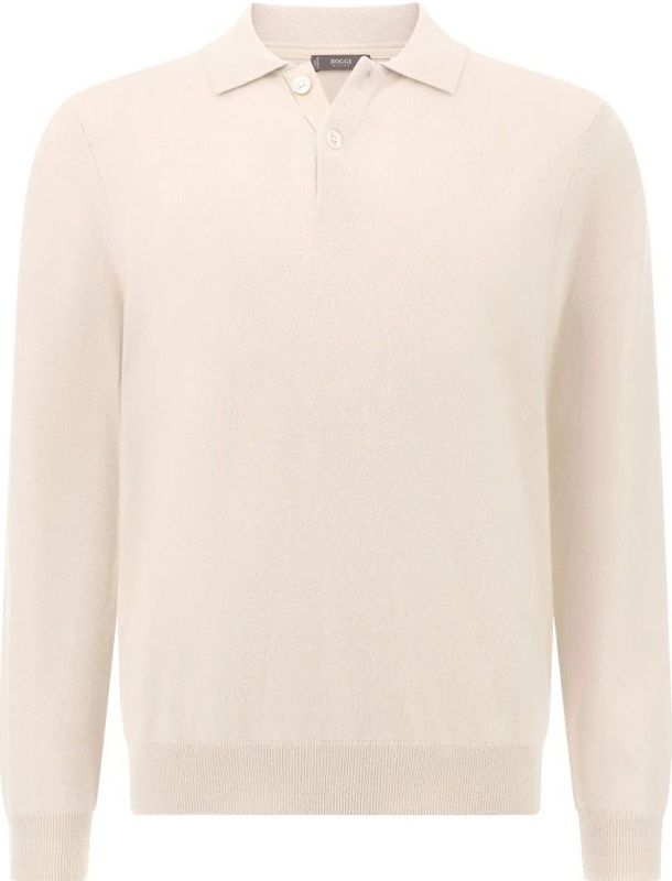 Boggi Milano - Gebreide Kasjmier Poloshirt - Beige