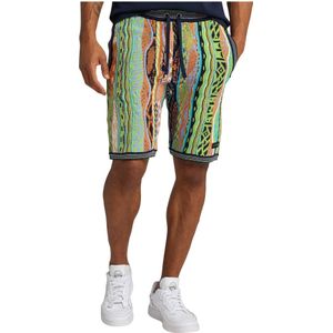 Carlo Colucci - Strickshorts MIT Jaquard Cucuzza - Groen - Korte Broeken