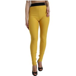 Dolce & Gabbana, Dames, Broeken, Geel, Maat: XS Nylon,