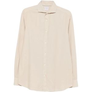 Brunello Cucinelli, Heren, Overhemden, Grijs, Maat: XL Katoen,