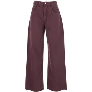 Icon Denim - Poppy - Wide Jeans - Bordeaux - Met Logo Patch