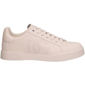 Dolce & Gabbana - Witte Leren Sneakers - Dames - Geperforeerd Ontwerp
