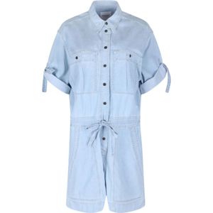 Marant Étoile - Jumpsuit - Blauw - Katoen - Knoopsluiting en Strikceintuur