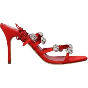 Manolo Blahnik, Dames, Schoenen, Rood, Maat: 38 EU Satijn,