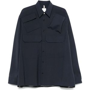 Oamc, Heren, Overhemden, Blauw, Maat: L Wol,