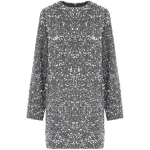 Elisabetta Franchi, Dames, Jurken, Grijs, Maat: XS Velours,