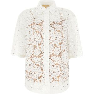 Michael Kors, Dames, Blouses & Shirts, Wit, Maat: L Poliester,