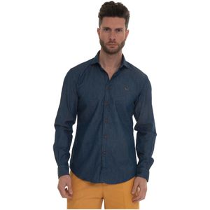 Harmont & Blaine, Heren, Overhemden, Blauw, Maat: S Katoen,