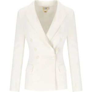 Elisabetta Franchi, Dames, Jassen, Wit, Maat: XS Satijn,