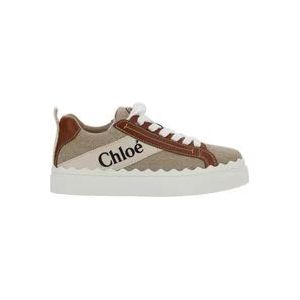 Chloé Beige en Bruine Lauren Sneakers , Beige , Dames , Maat: 37 EU