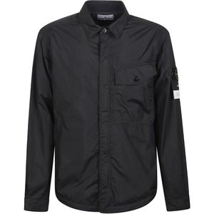 Stone Island, Heren, Jassen, Zwart, Maat: XL Nylon,