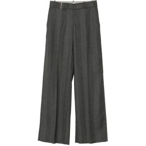 Peserico, Dames, Broeken, Grijs, Maat: S Wol,