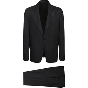 Lardini, Heren, Pakken, Zwart, Maat: L Linnen,