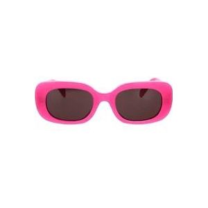 Celine Ronde Rechthoekige Zonnebril Bruin Roze , Pink , unisex , Maat: 51 MM