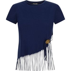 Roberto Cavalli, Dames, Tops, Blauw, Maat: XS Katoen,