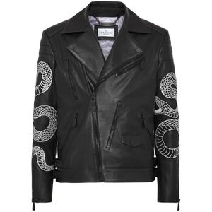 Philipp Plein, Heren, Jassen, Zwart, Maat: XS Leer,